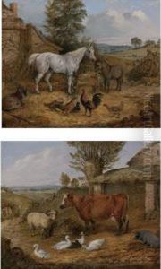 Farmyard Scenes: A Pair by Henry Jr Alken