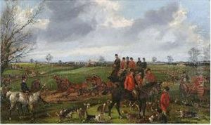 Landscape With Huntsmen And Stage Coach by Henry Jr Alken