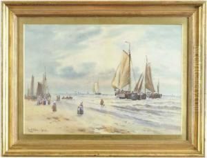 Early Morning, The Departure Of The Fishing Fleet by Charles Frederick Allbon