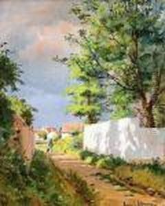 Homme Et Son Chien Dans Une Rue by Ludovic Alleaume
