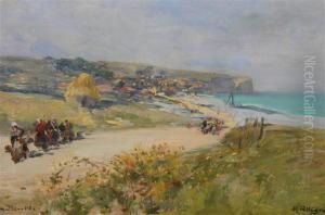 Figures On A French Coastal Path by Raymond Allegre