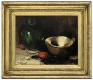 A Carafe, Bowl And Tomatoes On A Table by Raymond Allegre