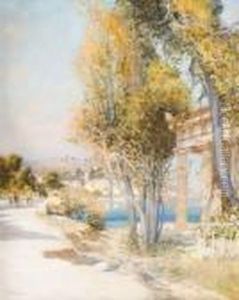 Promenade Pres D'un Temple Romain En Bord De Cote. by Raymond Allegre