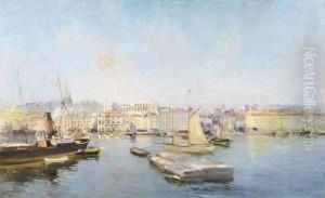 Vue Du Quai Du Port A Marseille by Raymond Allegre
