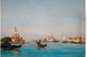 Voiliers Et Gondoles Sur Le Grand Canal A Venise by Raymond Allegre