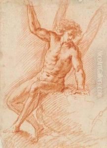 A Seated Male Angel by Francesco Allegrini
