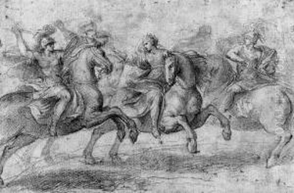 A Queen On Horseback Interceding Between Two Warriors - view 1