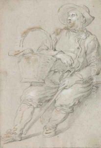 A seated peasant with a basket by Abraham Bloemaert