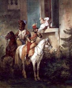 The Hussar's Adieu, 1829 by Joseph-Louis Hippolyte Bellange