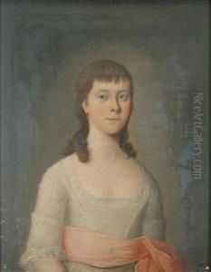 Portrait Of Janerookes Half Length Wearing A White With Pink Sash Portrait Of Janerookes Half Length Wearing A White With Pink Sash