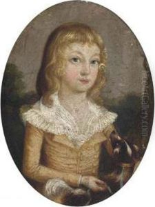 Portrait Of A Girl And Her Dog, Small Half-length, Wearing A Brownshirt, In A Landscape Portrait Of A Girl And Her Dog, Small Half-length, Wearing A Brownshirt, In A Landscape