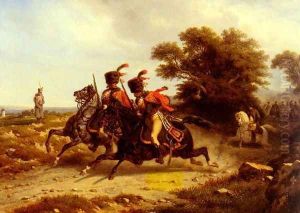 Hussards Escortant Napoleon (Hussards Escorting Napoleon) by Joseph-Louis Hippolyte Bellange