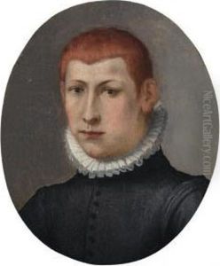 Portrait Of A Gentleman, Bust Length, In A Black Doublet And Standing Ruff by Alessandro Allori