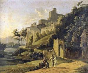 Landscape with a Fortress and a Beggar by Jean-Victor Bertin
