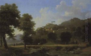 Cavaliers sur un pont dans un paysage italianisant 1812 by Jean-Victor Bertin