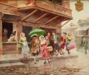 "galanteo En El Mercado". O/t.
50 X 60. Firmado: Alonso Perez En El Angulo Inferior Derecho. Gran Marco
Dorado. by Alonso Perez