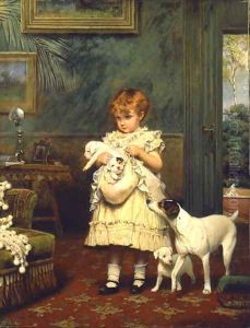 Girl with Dogs 1893 by Charles Burton Barber
