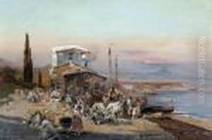 Fischerdorf In Einer Bucht Vor Neapel by Robert Alott
