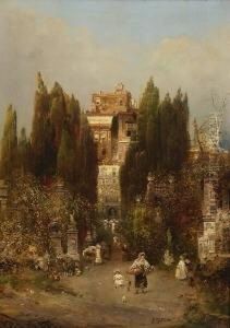 Romischer Park Mit
 Spaziergangern. by Robert Alott