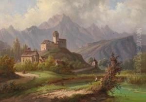Blick Uberschloss Sargans Im Kanton St. Gallen Auf Den Falknis Blick Uberschloss Sargans Im Kanton St. Gallen Auf Den Falknis