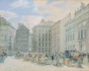 Blick Auf Die Freyung In Wien Mit Dem Palais Harrach Und Dem Austriabrunnen Blick Auf Die Freyung In Wien Mit Dem Palais Harrach Und Dem Austriabrunnen