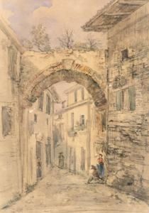 Attribuito/attributed Vicolo In Una Citta Italiana by Jacob Alt