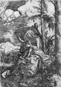 Die Jungfrau Mit Dem Kind In Der Landschaft by Albrecht Altdorfer