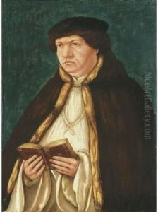 Portrait Of A Cleric, Half-length, Holding A Book by Albrecht Altdorfer