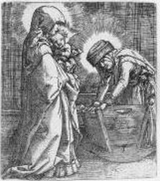 The Virgin And Child With St Anne At The Cradle (winzinger 128; The New Hollstein E15) - view 1