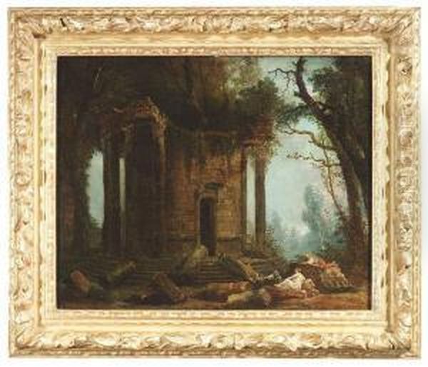 Figures By A Circular, Ruined Tempel - view 1