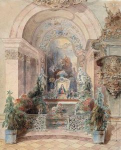 Blick Auf Einen Barocken Altar by Anton Ii Altmann