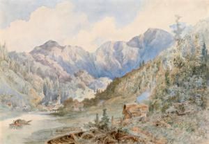 Blick Auf Laufen Bei Ischl by Anton Ii Altmann