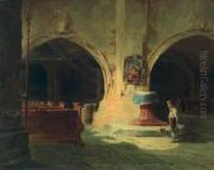 Kirchenbesuch Eines Schulbuben