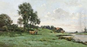 Vaches Pres De La Riviere by Gerard Altmann
