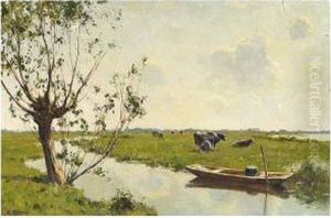 Milking Time; Together With A Landscape By Willem Noordijk