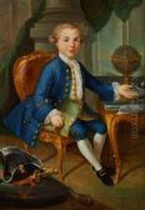 Ainter, 18th Century: Interior With A Young Man In Rococo Dress by German Alvarez Algeciras