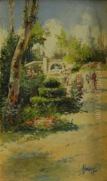 Pareja De Paisajes Andaluces Con Figuras - view 1