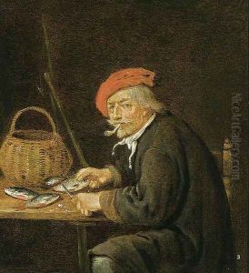 Man Scaling Fish 1660-65