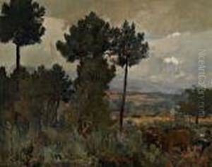 Paisagem Com Minhotos E Junta De Bois by Artur Alves Cardoso