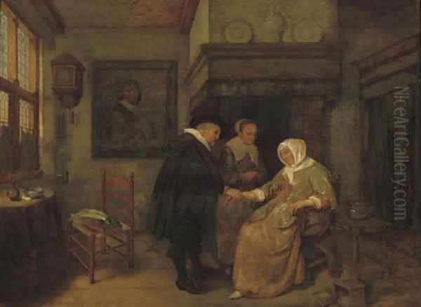 A doctor visiting a sick woman - view 1