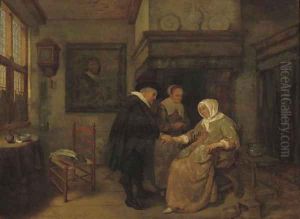 A doctor visiting a sick woman by Quiringh Gerritsz. van Brekelenkam
