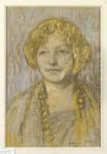 Portrait De Femme Au Collier by Edmond-Francois Aman-Jean