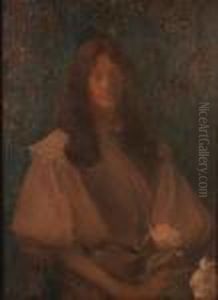 A Portrait Of A Lady Holding Flowers A Portrait Of A Lady Holding Flowers