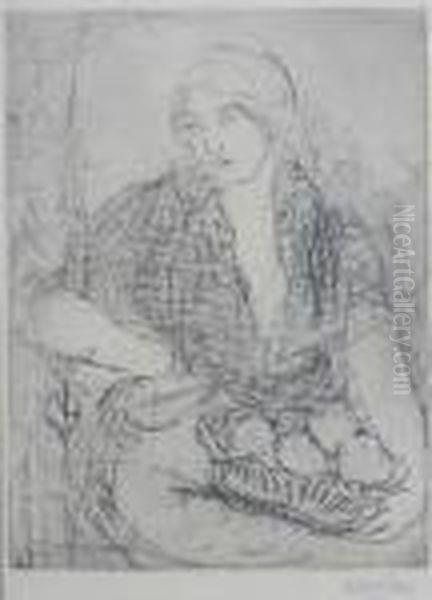 Woman With A Basket Of Fruit - view 1