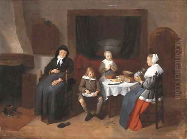 An interior with a family eating - view 1