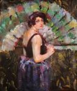 Ritratto Di Donna In Viola by Giuseppe Amisani