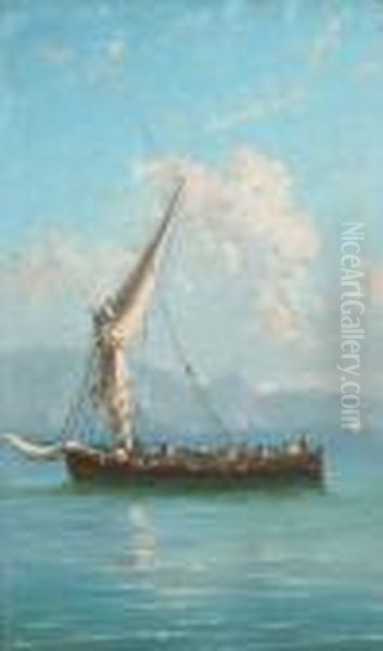 A Boat Off The Italian Coast - view 1