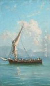A Boat Off The Italian Coast by Domenico Ammirato