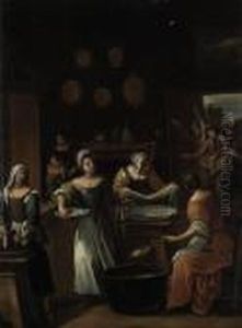 The Gnocchi Bakery: The Interior
Of A Kitchen With Women Preparinggnocchi, A Group Of Revellers Entering
From The Garden Beyond The Gnocchi Bakery: The Interior
Of A Kitchen With Women Preparinggnocchi, A Group Of Revellers Entering
From The Garden Beyond