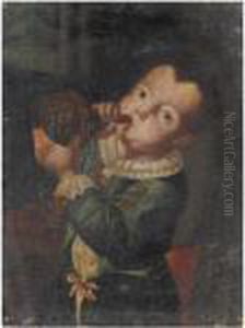 Bambino Che Beve Da Un Fiasco Bambino Che Beve Da Un Fiasco